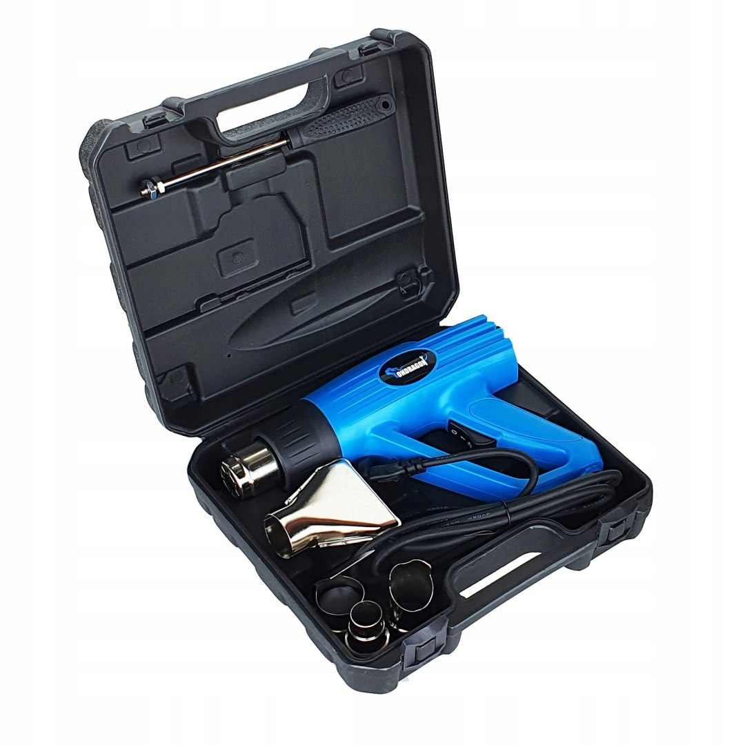 ELEKTRICKÁ HORKOVZDUŠNÁ PISTOLE 2000 W 2 RYCHLOSTI 4 TRYSKY POUZDRO Od041 h5