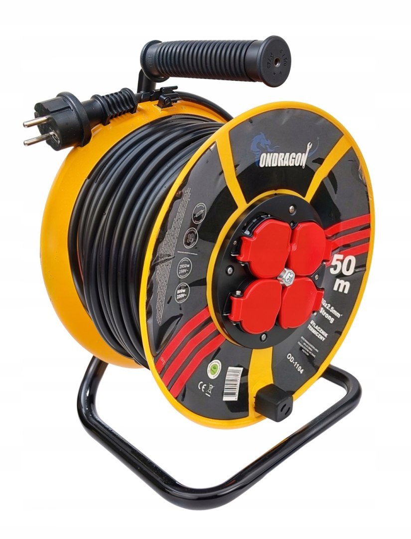 Prodlužovací zahradní kabel Ondragon na bubnu 50 m, 4 zásuvky, černý, 3x2,5   od1104