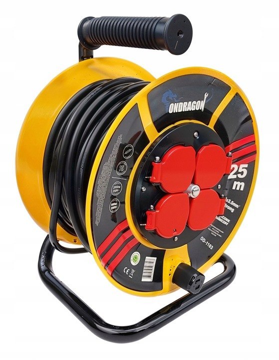 PRODLOUŽOVACÍ ŠŇŮRA NA STAVEBNÍ ZAHRADU S BUBNEM 25M, KABEL 3x2,5 NA BUBNU + ZÁMEK od1103