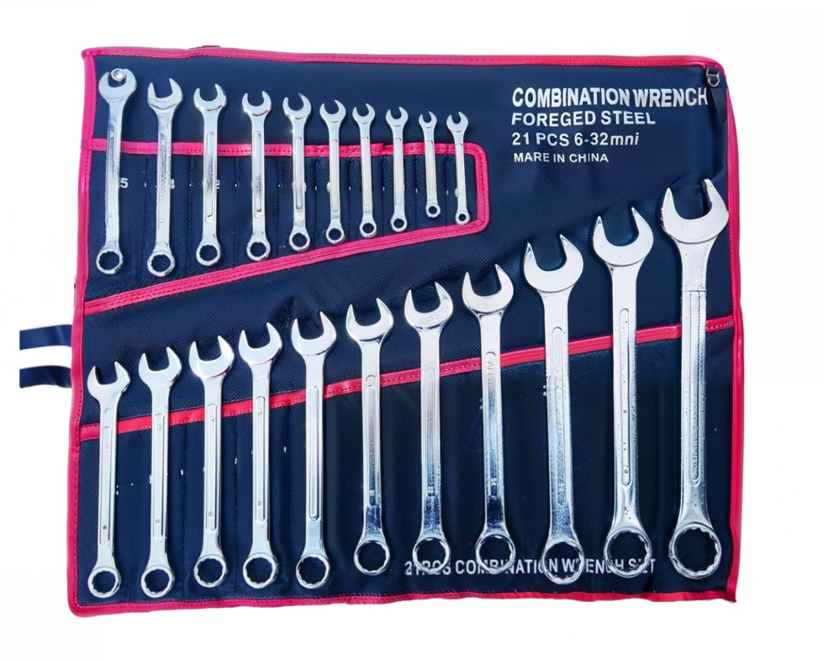 21ks OČKOPLOCHÉ KLÍČE 6-32, sada otevřených klíčů, pouzdro OD5045