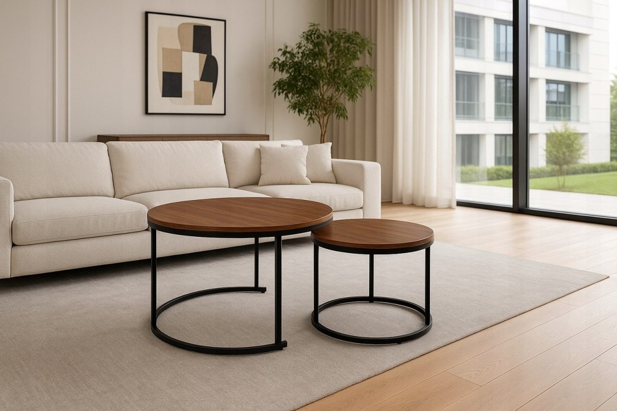 KONFERENČNÍ STOLEK 2v1 SADA 2 KULATÝCH KONFERENČNÍCH STOLKŮ DO OBÝVACÍHO POKOJE 70X45 + 50X40  od5084