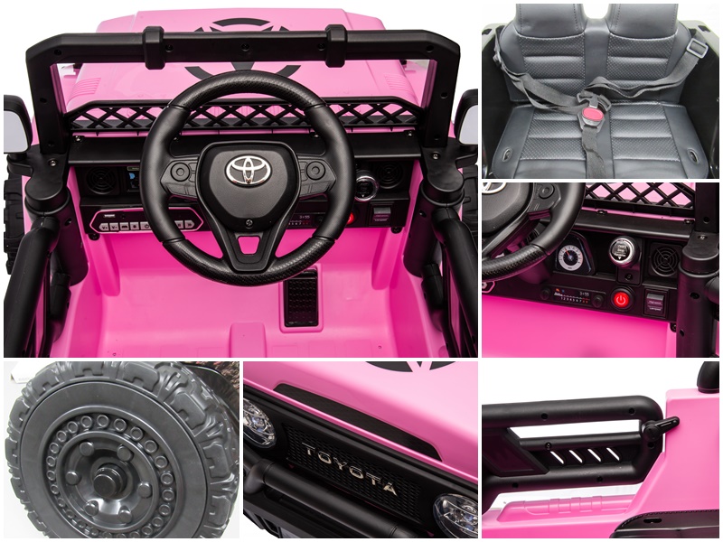 Toyota FJ Cruiser růžová, pohon 4x4 s měkkým sedadlem, řidičský průkaz, lithium-iontová baterie