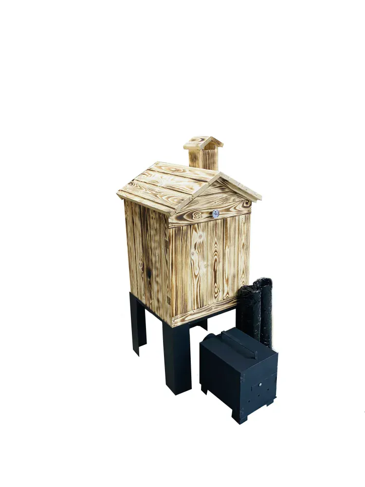 JUMON OPÁLENÁ Dřevěná udírna zahradní 50x50x60 + topeniště dvířka komín