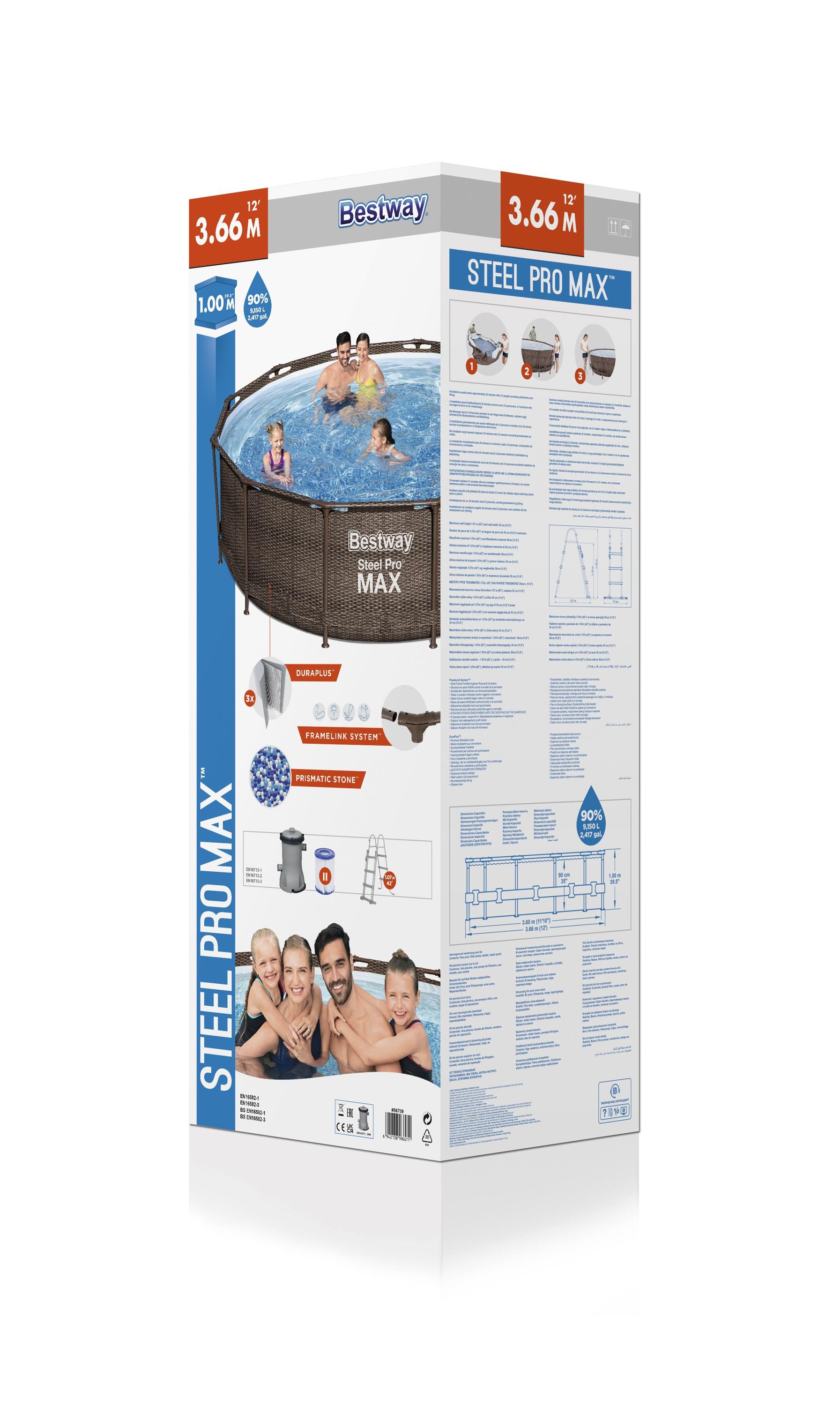 BESTWAY Zahradní bazén 366x100 cm SADA příslušenství čerpadlo 56709