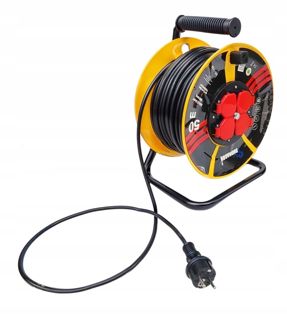 Prodlužovací zahradní kabel Ondragon na bubnu 50 m, 4 zásuvky, černý, 3x2,5   od1104