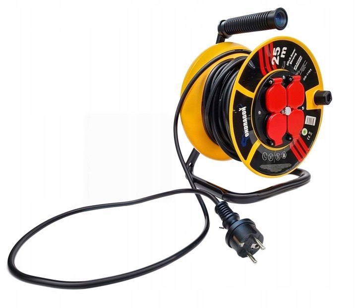 PRODLOUŽOVACÍ ŠŇŮRA NA STAVEBNÍ ZAHRADU S BUBNEM 25M, KABEL 3x2,5 NA BUBNU + ZÁMEK od1103