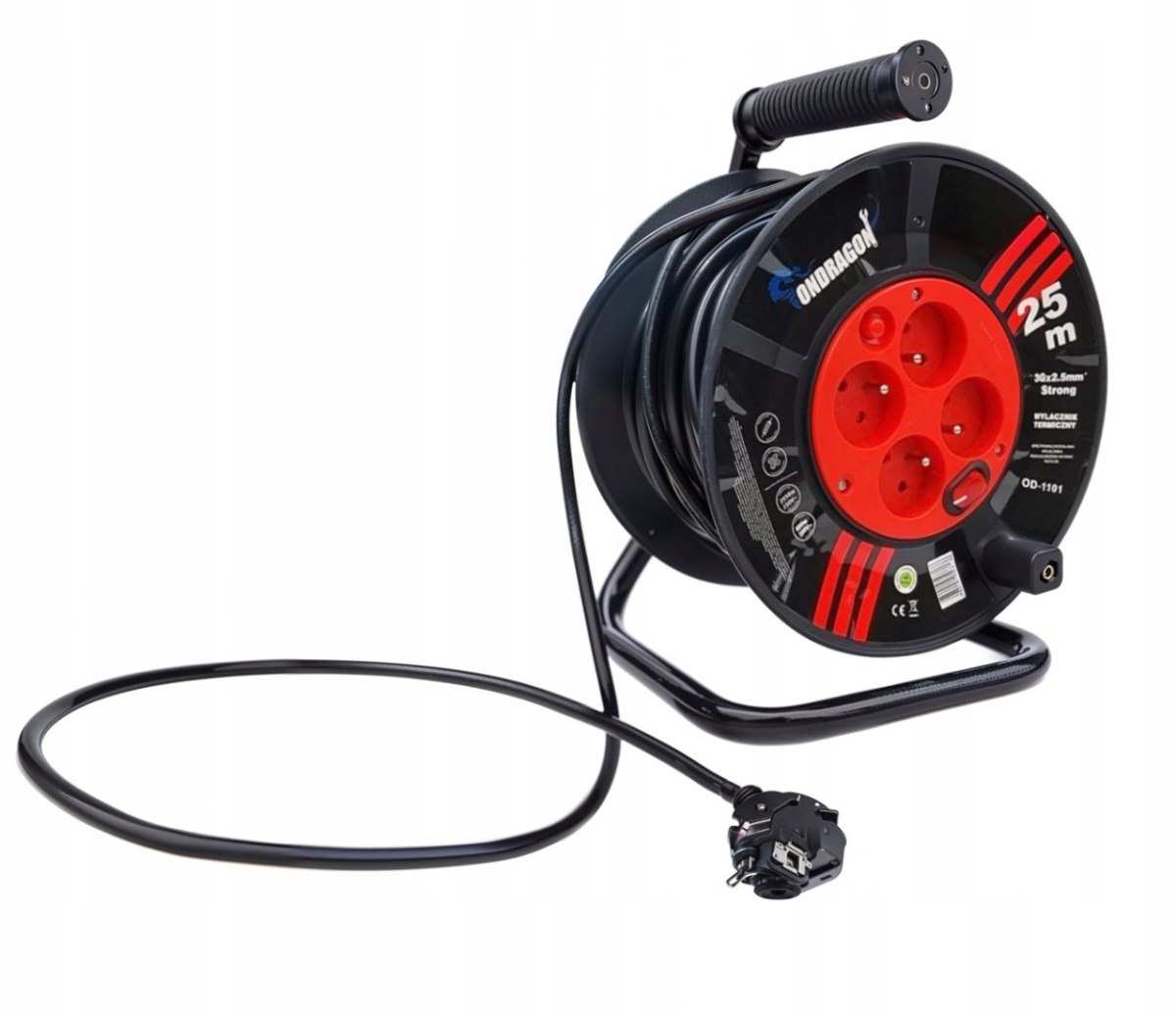  PRODLOUŽOVACÍ STAVEBNÍ KABEL NA CÍVKU PRO ZAHRADU 25M 3x2,5 KABEL NA CÍVCE + ZÁMEK od1101 