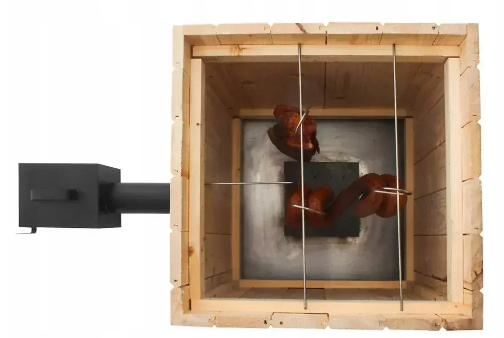 JUMON Dřevěná udírna zahradní 50x50x60 + topeniště dvířka komín