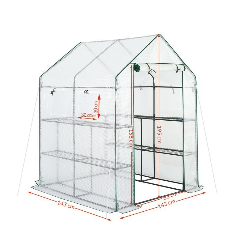WIDE foliovník bílý skleník zahradní s poličkami 190 cm ART-1821