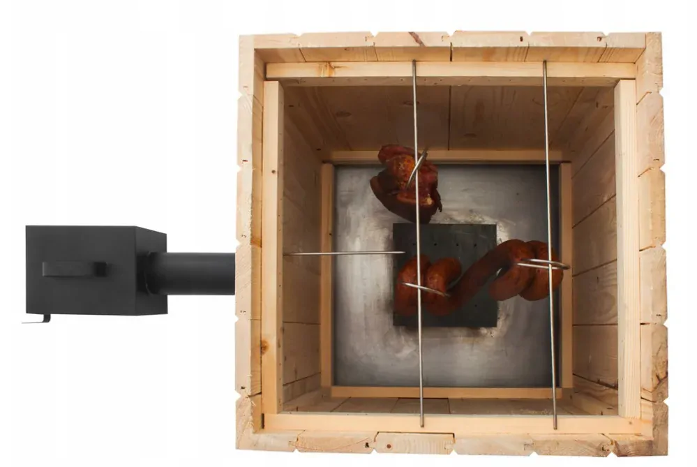 JUMON OPÁLENÁ Dřevěná udírna zahradní 50x50x60 + topeniště dvířka komín