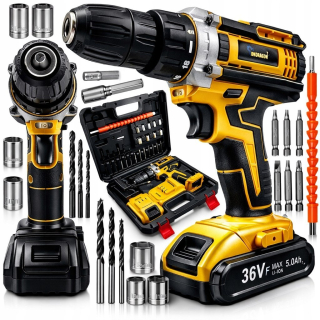 AKU VRTAČKA/ŠROUBOVÁK 36V ŽLUTÁ + 2 BATERIE 5,0 Ah V POUZDŘE od9010