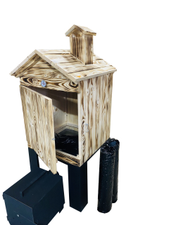 JUMON OPÁLENÁ Dřevěná udírna zahradní 50x50x60 + topeniště dvířka komín