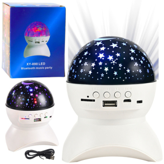 Noční lampička Projektor Hvězd Reproduktor 3v1 LED Bluetooth Bílá