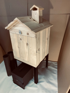 JUMON Dřevěná udírna zahradní 50x50x60 + topeniště dvířka komín NOVÝ MODEL